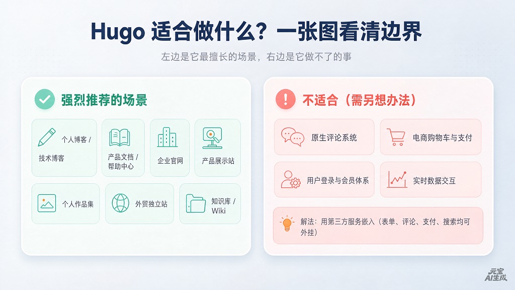Hugo、WordPress、Hexo 等工具对比雷达图